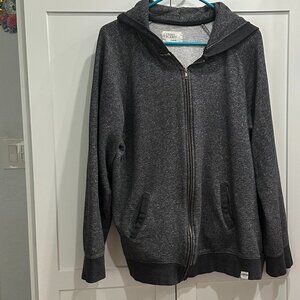 Free Planet Mens Hoodie, Large, Dk. Gray, Zipper Front, Long Sleeve